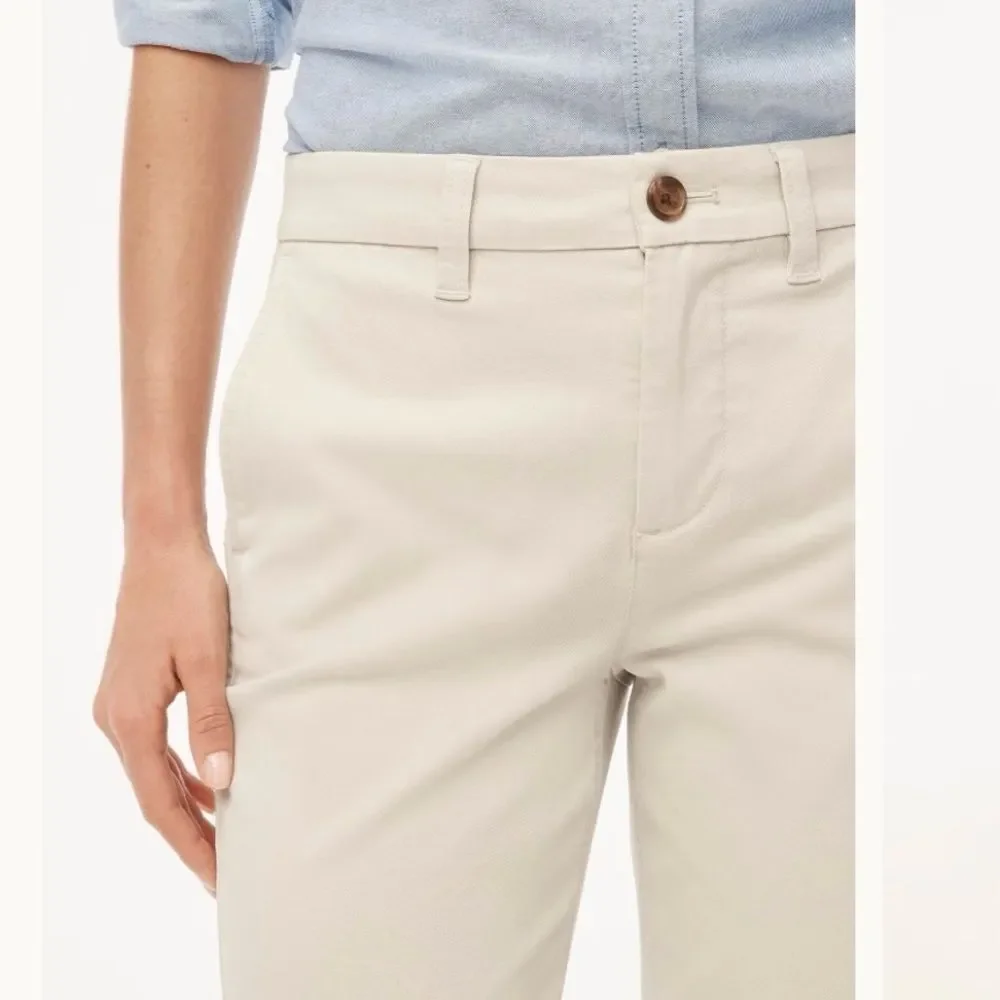 J. Crew Women's High Rise Girlfriend Chino Pant Straight Leg Khaki Stone 10